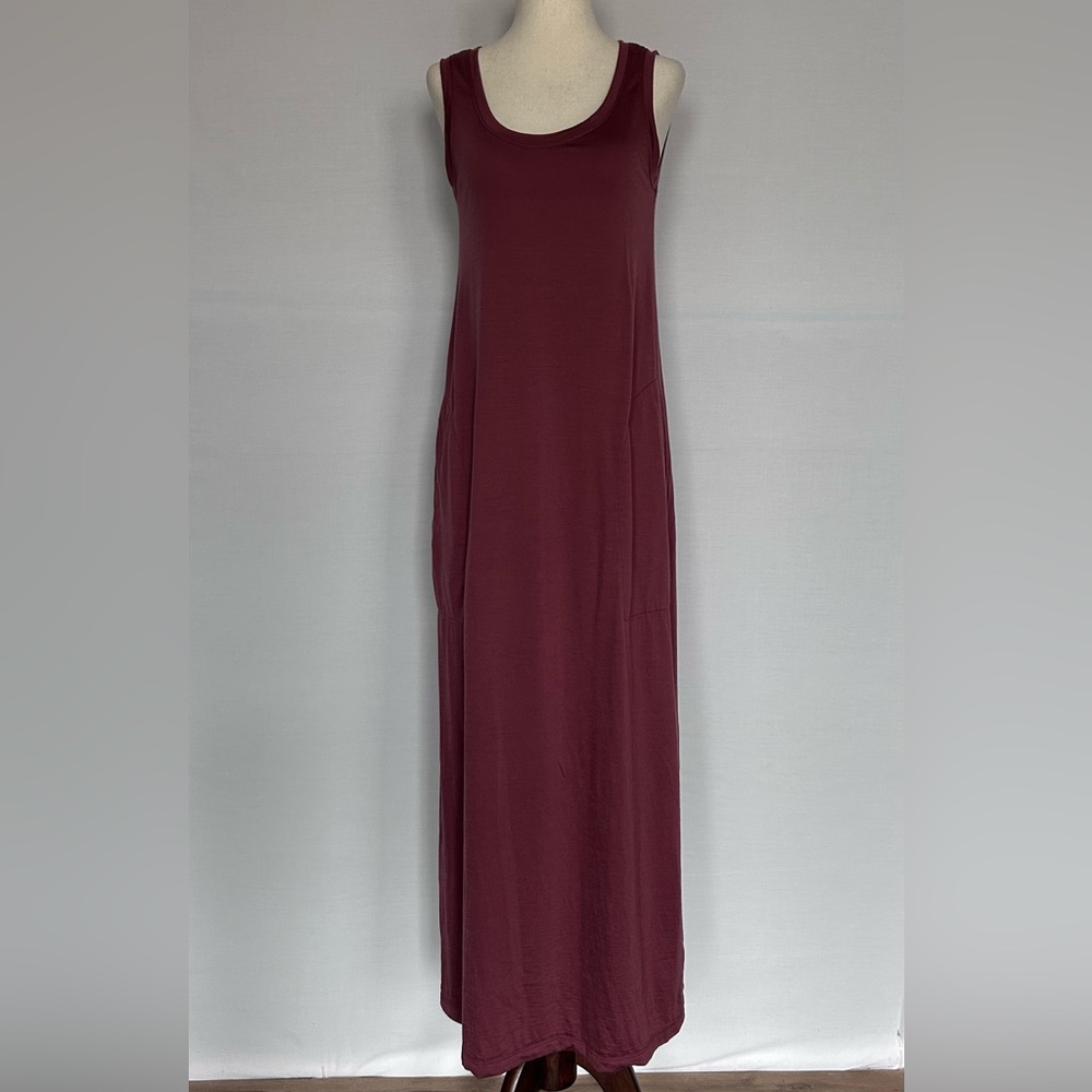 Wool& Audrey Maxi Merino Wool Dress in Mauve Muted Dark Pink Sleeveless Tank